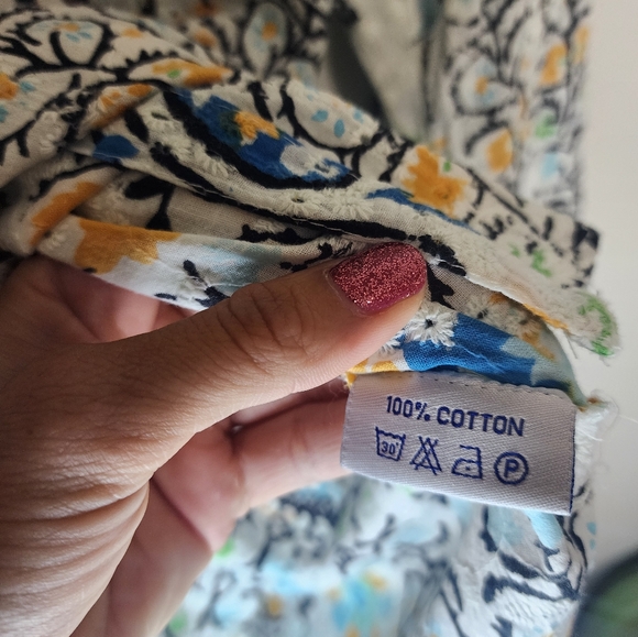 Colori di mare blue green yellow white tunic top boho size large - Picture 5 of 6